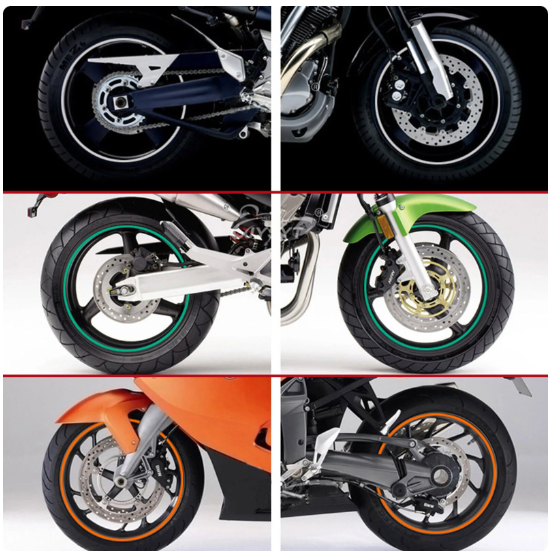 Plain stickers for motorcycle wheels