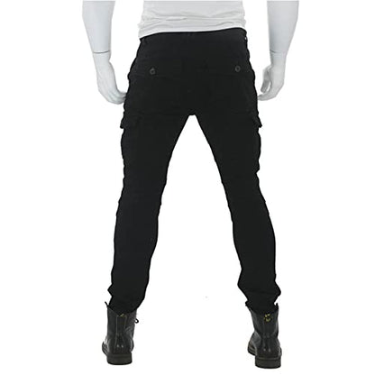 GEBIN Hommes Pantalons de Moto pour Pantalons de Course de Motocross, Jeans de Moto, Pantalons de Motard, Équipement de Protection (Noir, L=W35.4''(90cm))