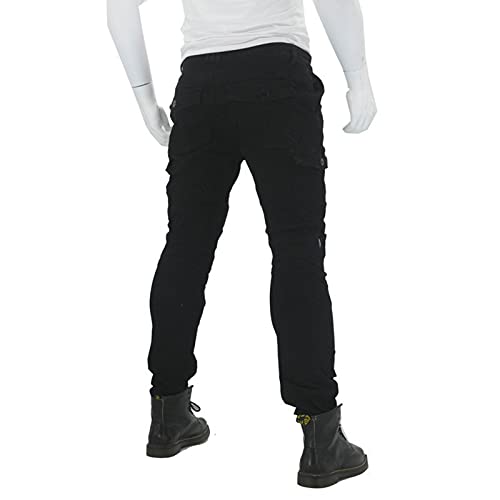 GEBIN Hombres Pantalones De Motociclismo Para Pantalones De Carreras De Motocross, Jeans De Moto, Motorcycle Biker Pants, Equipo De Protección (Black,L=W35.4''(90cm))