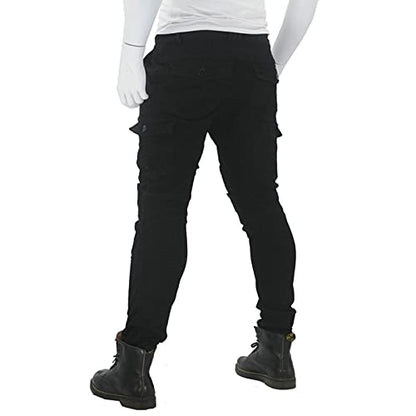 GEBIN Hommes Pantalons de Moto pour Pantalons de Course de Motocross, Jeans de Moto, Pantalons de Motard, Équipement de Protection (Noir, L=W35.4''(90cm))