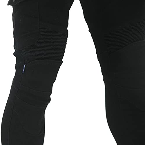 GEBIN Hommes Pantalons de Moto pour Pantalons de Course de Motocross, Jeans de Moto, Pantalons de Motard, Équipement de Protection (Noir, L=W35.4''(90cm))