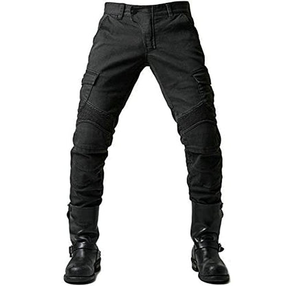 GEBIN Homes Pantalons De Motociclisme Per Pantalons De Curses De Motocross, Jeans De Moto, Pantalons De Biker, Equip De Protecció (Negre,L=W35.4''(90cm))