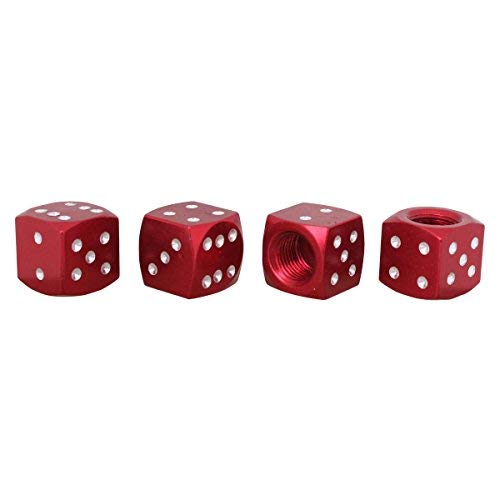 TOMALL 4 unids Dice Style Válvula del Neumático Stem Caps para el Coche Moto Bicicleta de Aleación de Aluminio Rojo