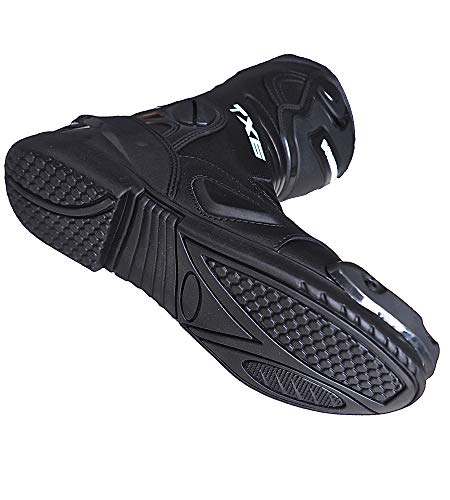 Botas de moto para homem, desportivas, de pele, estáveis, com proteções reforçadas integradas, com proteção nos tornozelos, ergonómicas, botas de motociclista, biker, motorista - 42