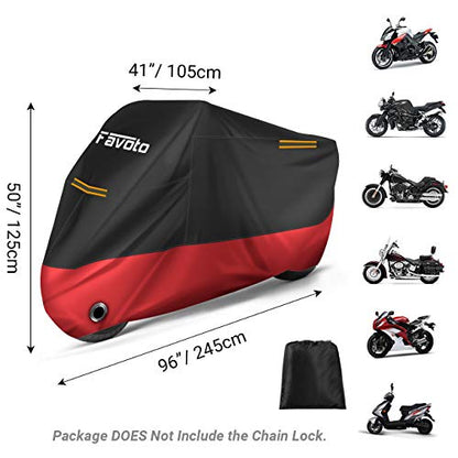 Black and Red Motorcycle Cover (220cm) - Favoto