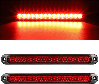 Greluma 2 Pcs Barre lumineuse arrière de frein de remorque de 15 LED, feux arrière de stop étanches, feux de fonctionnement, lumière d'identification pour camionnette tout-terrain, voiture, VR, UTV, ATV