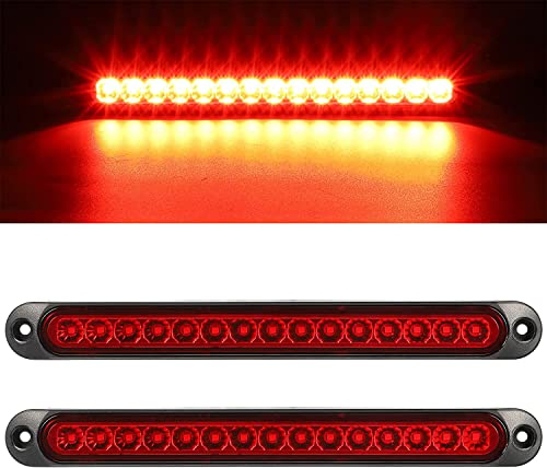 Greluma 2 Pcs 15 LED Trailer Brake Light Bar, waterproof stop lights, running lights, identification light for pickup truck, off-road vehicle, car, RV, UTV, ATV