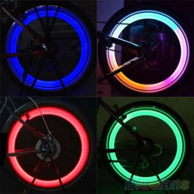 Stickerslab – Tapones para válvula de rueda, con LED de 4 colores, funciona con pilas universales, para bicicleta, coche, moto, 2 unidades Sky Blue