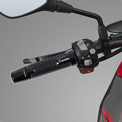 Evermotor Manillar CNC para Motocicleta, Tapas de Aluminio para Manillar de Motocicleta para la mayoría de los Bordes del Motor/Gris Negro