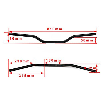 Guidon Moto 22mm, Guidon de Motocyclette Pliable Bas 7/8 Universel pour Pit Dirt Bike ATV Quad Motocross - Rouge