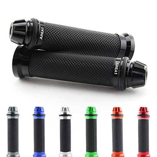 Area1 Universal Motorcycle Handlebar Grips, 22+24mm, Scooter Grips 7/8", Non-Slip, Black Dome, compatible with BMW KTM Honda Yamaha KSR Aprilia Kawasaki