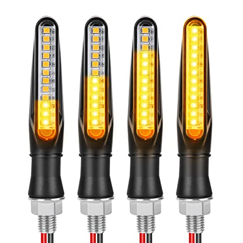 URAQT Motorrad-Blinker homologiert, 4 Stück 12 V 12 LED Anzeigeleuchte Motorradgenehmigung, IP67 Mini-Wasserdichte Blinkleuchte für Motorrad, universelles LED-Blinklicht in Amber für Motorrad