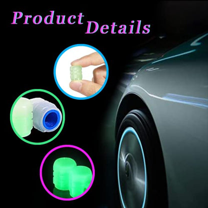 Universal Fluorescent Caps, Luminous Tire Valves, Car Tire Valve Caps, for Motorcycle, Truck, Bicycles