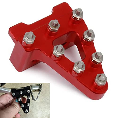 JFGRACING Pédale de Frein Moto, Pédale de Frein Arrière Moto Universelle Billet Aluminium Frein Arrière Levier de Pédale Remplacement de Pointe de Pas pour Vélos de Terre - Rouge