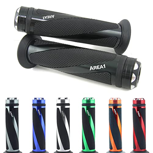 Area1 Universal Motorcycle Handlebar Grips, 22+24mm, Scooter Grips 7/8", Non-Slip, Black Coil, compatible with BMW KTM Honda Yamaha KSR Aprilia Kawasaki