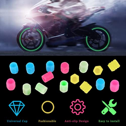 Tappi Universali Fluorescenti, Valvole Luminose per Pneumatici, Tappi per valvole di pneumatici per Auto, Moto, Camion, Biciclette