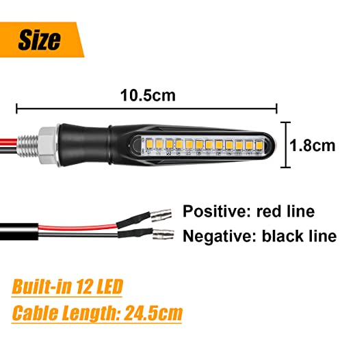 URAQT Motorrad-Blinker homologiert, 4 Stück 12 V 12 LED Anzeigeleuchte Motorradgenehmigung, IP67 Mini-Wasserdichte Blinkleuchte für Motorrad, universelles LED-Blinklicht in Amber für Motorrad