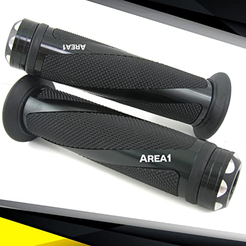 Area1 Empuñaduras Universales para Manillar de Motocicleta, 22+24mm, Punos para Scooter Agarraderas Moto 7/8", Antideslizantes, Coil Negro, compatible con BMW KTM Honda Yamaha KSR Aprila Kawasaki