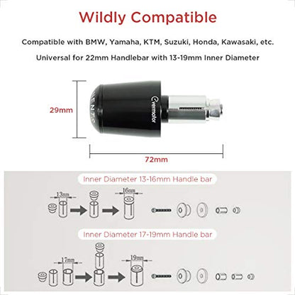 Evermotor CNC-Lenker für Motorräder, Aluminiumkappen für Motorradlenker für die meisten Motorränder/Grau Schwarz