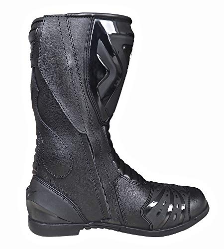 Botas de moto para hombre, deportivas, de piel, estables,protectores reforzados integrados, con protección en los tobillos, ergonómicas, botas moteras, biker, motorista - 42