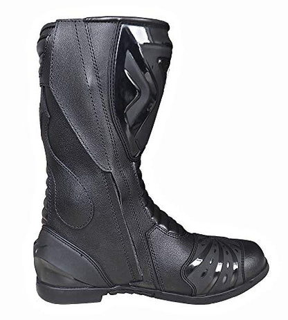 Motorradstiefel für Herren, sportlich, aus Leder, stabil, integrierte verstärkte Schutzvorrichtungen, mit Knöchelschutz, ergonomisch, Bikerstiefel, Motorradfahrer - 42