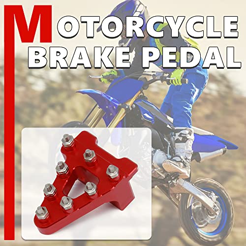 JFGRACING Pédale de Frein Moto, Pédale de Frein Arrière Moto Universelle Billet Aluminium Frein Arrière Levier de Pédale Remplacement de Pointe de Pas pour Vélos de Terre - Rouge