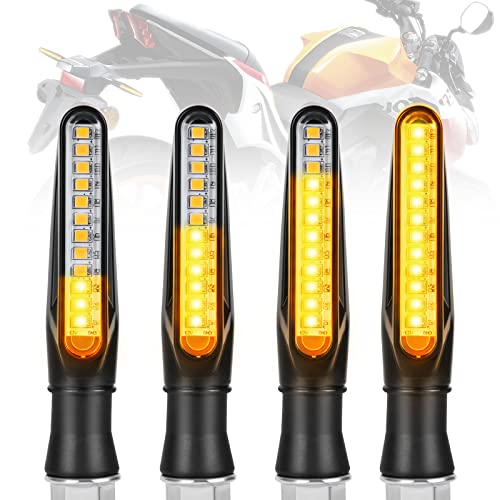 URAQT Intermitentes Moto Homologados, 4 Piezas 12 V 12 LED Luz lndicadora Aprobación de Moto, IP67 Mini Luz de Señal de Giro Impermeable para moto, Luz Estroboscópica LED ámbar Universal para Moto