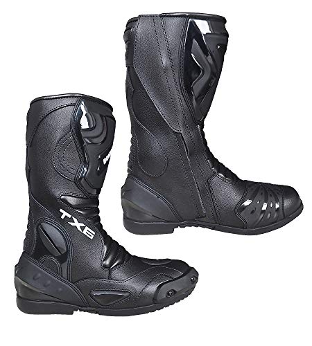 Men's motorcycle boots, sporty, leather, stable, integrated reinforced protectors, with ankle protection, ergonomic, biker boots - 42