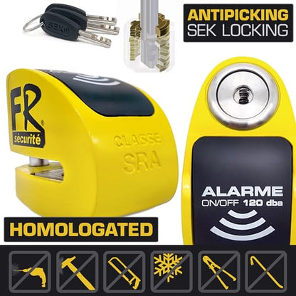 Pinza con doble bloqueo y alarma 120db - FR SECURITE FR410Y