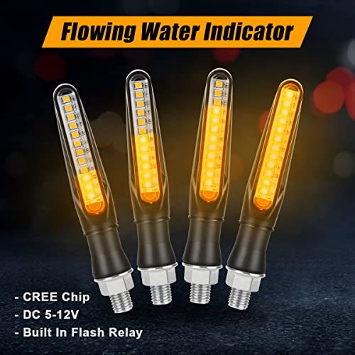 URAQT Motorrad-Blinker homologiert, 4 Stück 12 V 12 LED Anzeigeleuchte Motorradgenehmigung, IP67 Mini-Wasserdichte Blinkleuchte für Motorrad, universelles LED-Blinklicht in Amber für Motorrad