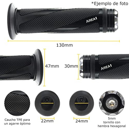 Area1 Universal Motorcycle Handlebar Grips, 22+24mm, Scooter Grips 7/8", Non-Slip, Black Coil, compatible with BMW KTM Honda Yamaha KSR Aprilia Kawasaki