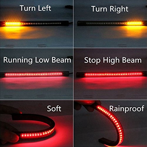 ZHUOTOP LED strip for motorcycle brake light or turn signal with 48 LEDs, universal and flexible