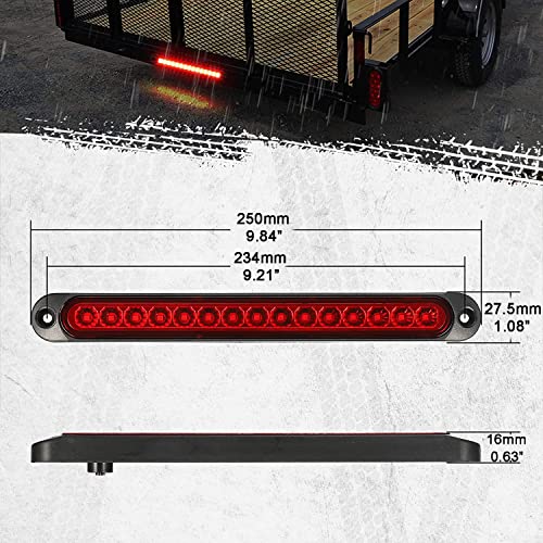 Greluma 2 Pcs Barre lumineuse arrière de frein de remorque de 15 LED, feux arrière de stop étanches, feux de fonctionnement, lumière d'identification pour camionnette tout-terrain, voiture, VR, UTV, ATV