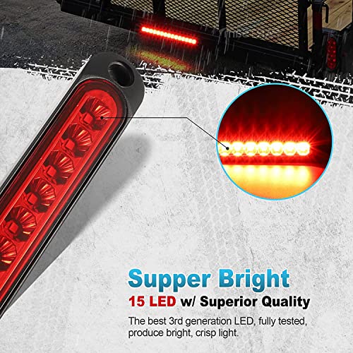 Greluma 2 Pcs 15 LED Trailer Brake Light Bar, waterproof stop lights, running lights, identification light for pickup truck, off-road vehicle, car, RV, UTV, ATV