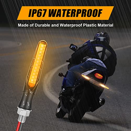 URAQT Motorrad-Blinker homologiert, 4 Stück 12 V 12 LED Anzeigeleuchte Motorradgenehmigung, IP67 Mini-Wasserdichte Blinkleuchte für Motorrad, universelles LED-Blinklicht in Amber für Motorrad