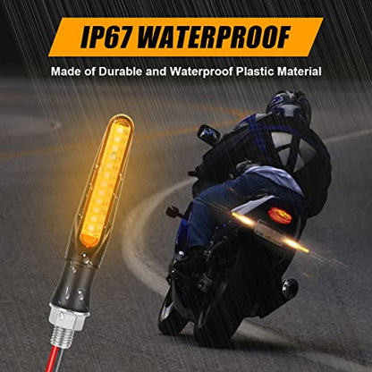 URAQT Indicatori Moto Omologati, 4 Pezzi 12 V 12 LED Luce Indicatrice Approvazione Moto, IP67 Mini Luce di Segnale di Giro Impermeabile per moto, Luce Stroboscopica LED ambra Universale per Moto