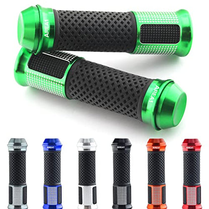 Area1 Empuñaduras Universales para Manillar de Motocicleta, 22+24mm, Punos para Scooter Agarraderas Moto 7/8", Antideslizantes, TC-Line Verde, compatible con BMW KTM Honda Yamaha KSR Aprila Kawasaki