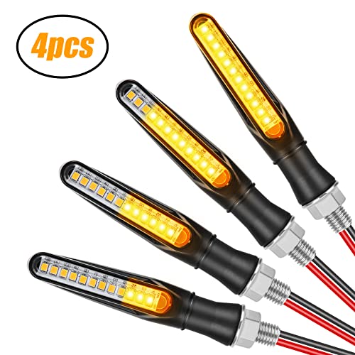 URAQT Motorcycle Approved Turn Signals, 4 Pieces 12 V 12 LED Indicator Light Motorcycle Approval, IP67 Mini Waterproof Turn Signal Light for motorcycle, Universal Amber LED Strobe Light for Motorcycle