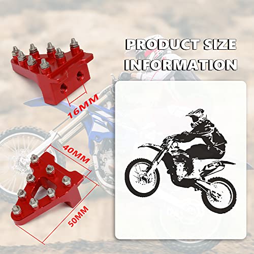 JFGRACING Pédale de Frein Moto, Pédale de Frein Arrière Moto Universelle Billet Aluminium Frein Arrière Levier de Pédale Remplacement de Pointe de Pas pour Vélos de Terre - Rouge