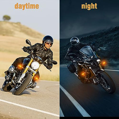 RUIZHI Motorcycle Turn Signals, Set of 4 12V Approved Motorcycle Turn Signals, Waterproof IP65, Compact and Elegant Shapes, Universal, For Street Motorcycles and Scooters, Motorcycle Accessories