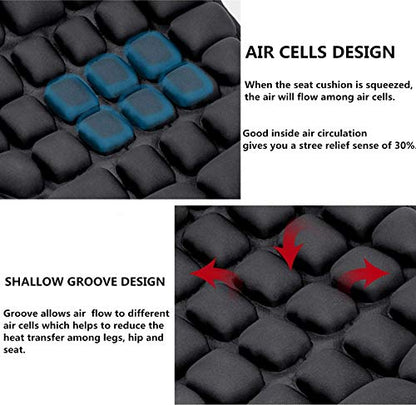 CICMOD Cojín de Asiento Aire Inflable, Almohadilla de Asiento de Moto de Alivio Presión Universial Negro