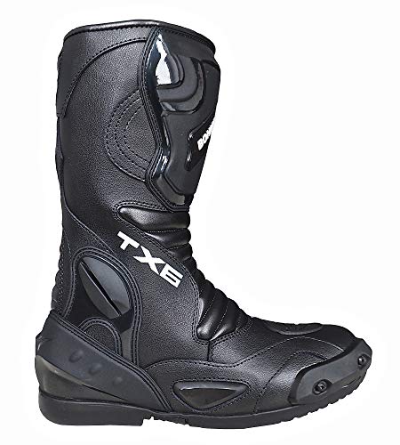 Botas de moto para homem, desportivas, de pele, estáveis, com proteções reforçadas integradas, com proteção nos tornozelos, ergonómicas, botas de motociclista, biker, motorista - 42