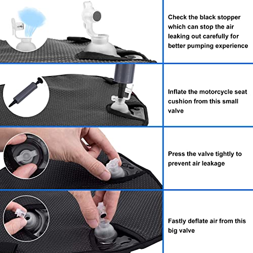 CICMOD Cojín de Asiento Aire Inflable, Almohadilla de Asiento de Moto de Alivio Presión Universial Negro