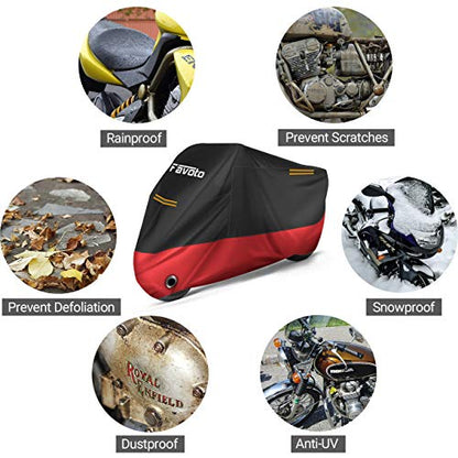 Black and Red Motorcycle Cover (220cm) - Favoto