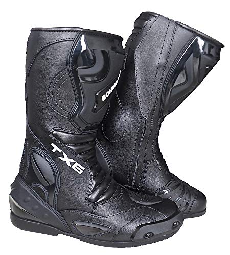 Motorradstiefel für Herren, sportlich, aus Leder, stabil, integrierte verstärkte Schutzvorrichtungen, mit Knöchelschutz, ergonomisch, Bikerstiefel, Motorradfahrer - 42