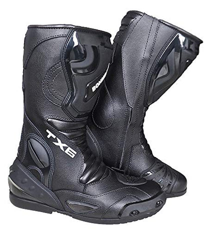 Motorradstiefel für Herren, sportlich, aus Leder, stabil, integrierte verstärkte Schutzvorrichtungen, mit Knöchelschutz, ergonomisch, Bikerstiefel, Motorradfahrer - 42