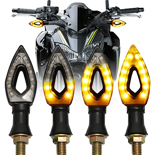 JMTBNO 4pcs Indicatori Moto LED Luci di Segnale di Giro Omologati Indicatore di Flusso Sequenziali Piccolo 12V Lampadina Universale Compatibile con Yamaha R1 R6 FZ6 FZ1 FZ FJR Fazer XT WR TT-R