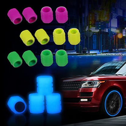 Universal Fluorescent Caps, Luminous Tire Valves, Car Tire Valve Caps, for Motorcycle, Truck, Bicycles