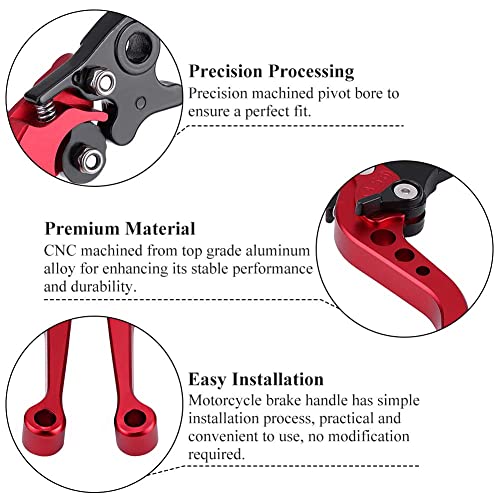 Motorcycle brake lever, 1 pair 7/8 inches Clutch brake lever Precision CNC processing (red)