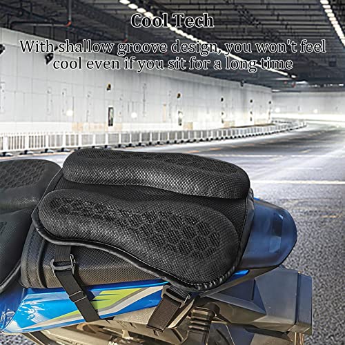 Cojín para asiento de motocicleta Cojín de gel para asiento trasero de pasajeros para conducción: cojín de asiento de pasajero de gel para motocicleta, convección de aire y tecnología de enfriamiento